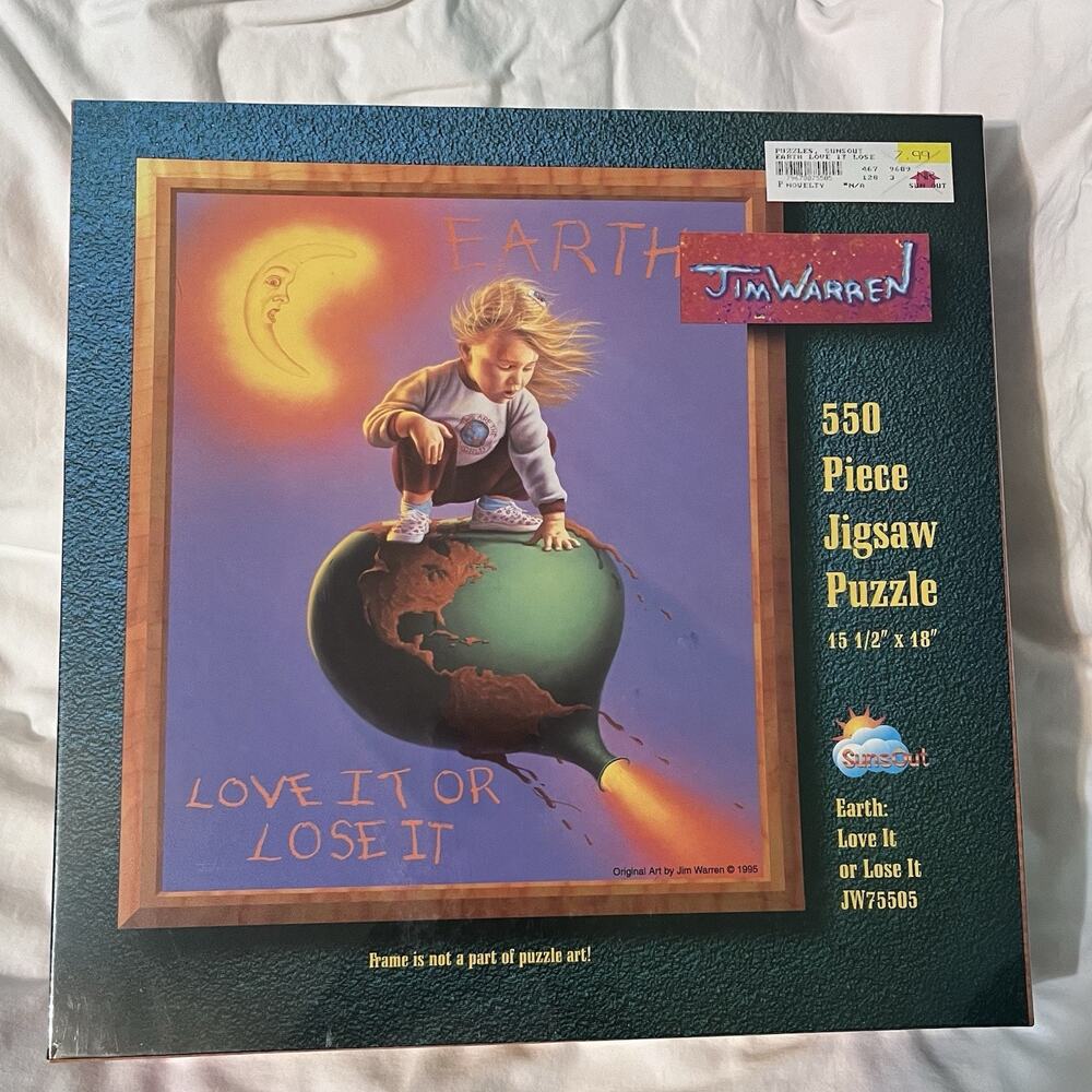 Rare HTF Vtg Sunsout 1995 Jim Warren Love it or Lose It 550 Piece Jigsaw Puzzle